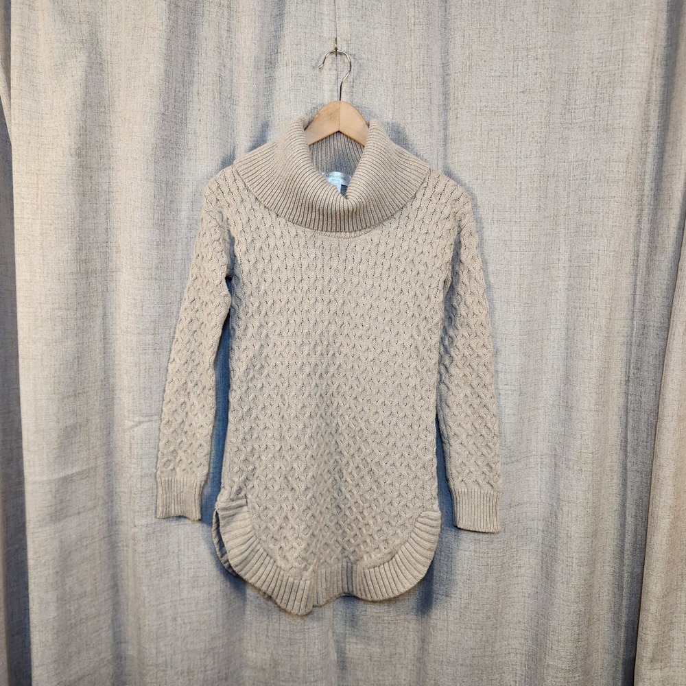 Motherhood Maternity Beige Cable Knit Cowl Neck Sweater